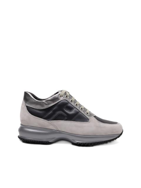 Interactive Allacciato metallic-panel suede sneakers