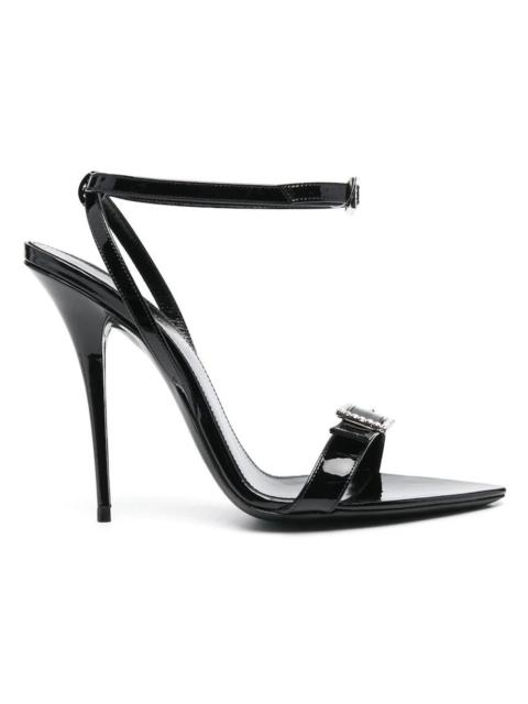 Saint Laurent Gippy Buckled Sandal Heels Black Leather