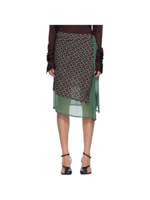 Multicolor Embellished Jersey Midi Skirt