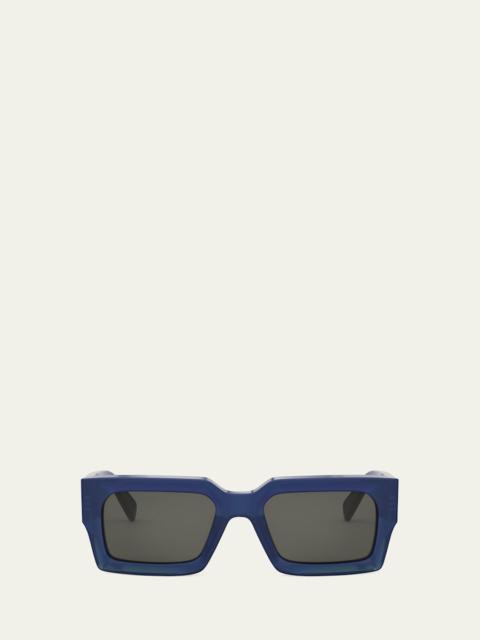 Men's 3-Dot Acetate Rectangle Sunglasses