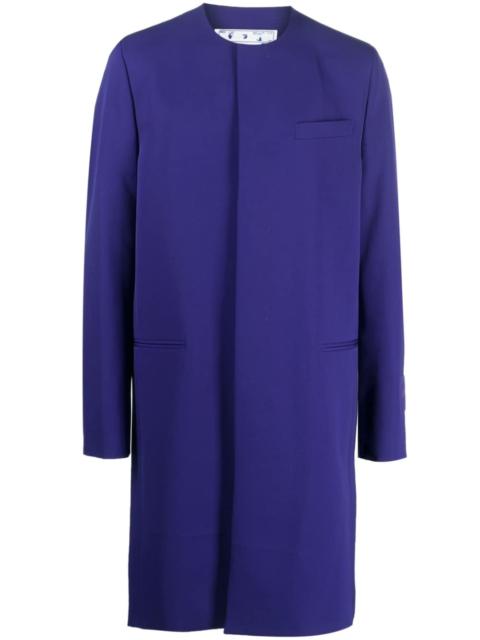 logo-patch single-breasted coat