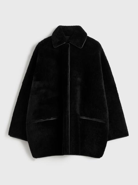 Teddy shearling overshirt jacket black