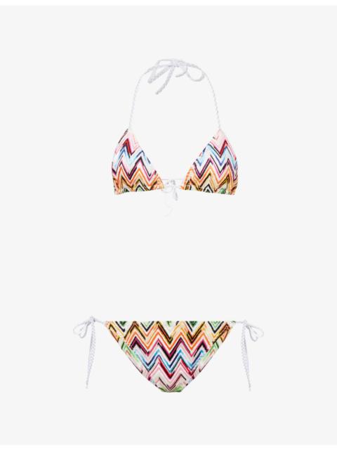 Zig Zag Raschel-Knit Bikini Set