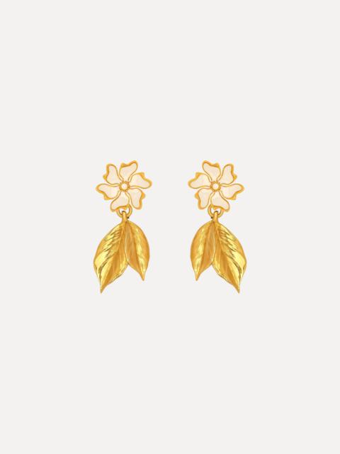 ENAMEL CHERRY BLOSSOM LEAF EARRINGS