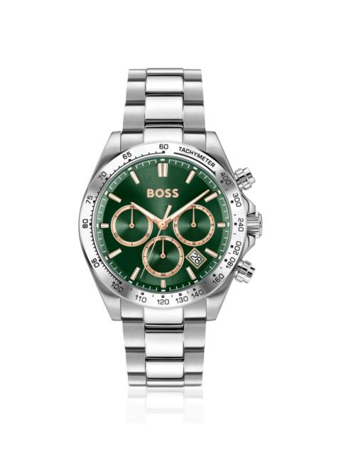 STEEL-BRACELET WATCH WITH GREEN DIAL