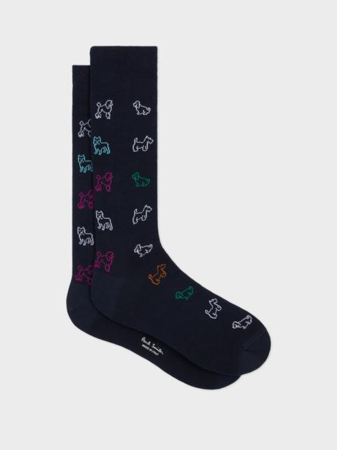 Navy 'Dogs' Pattern Socks