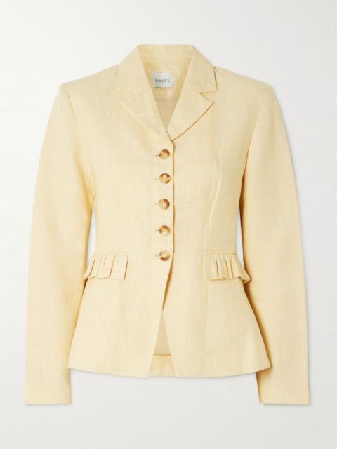 Matilda ruffled linen blazer Yellow