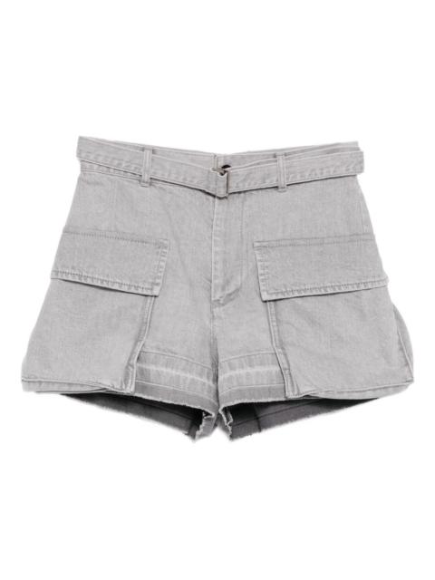 belted denim shorts