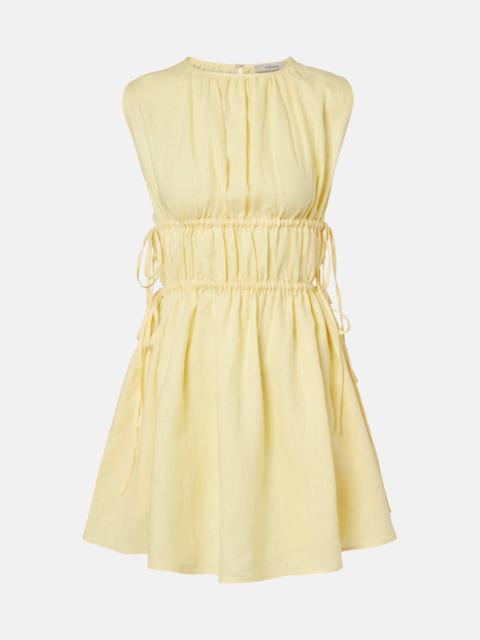 Como gathered linen minidress