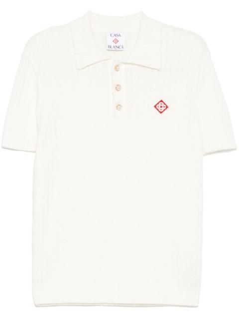 logo-embroidered bouclé polo shirt