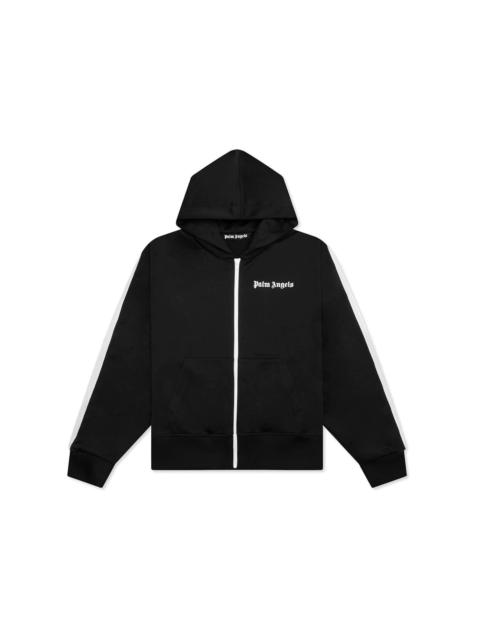 Palm Angels Stripe-Detail Zip-Up Hoodie Black/White