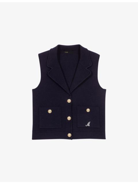 Logo-Embroidered Notch-Lapel Stretch-Knit Waistcoat