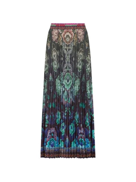 pleated floral-print maxi skirt