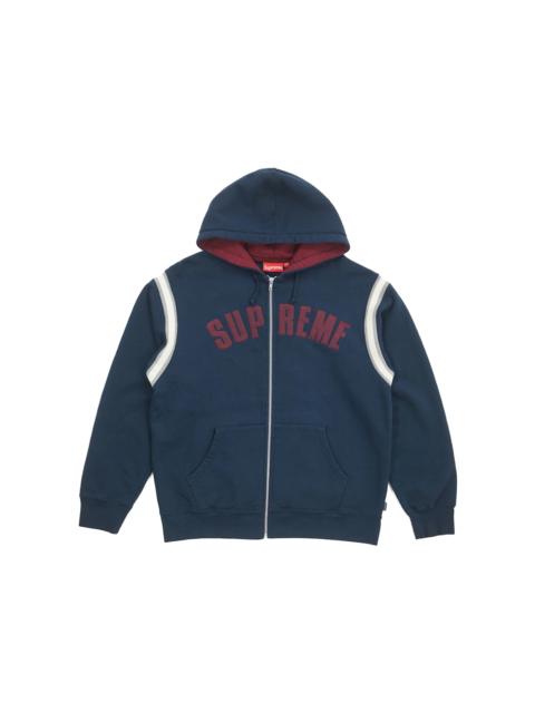 Supreme Jet Sleeve Zip Up Hooded Sweatshirt Navy