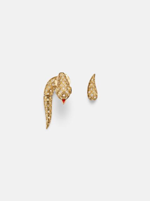 Python 9kt gold earrings with diamonds and spinels