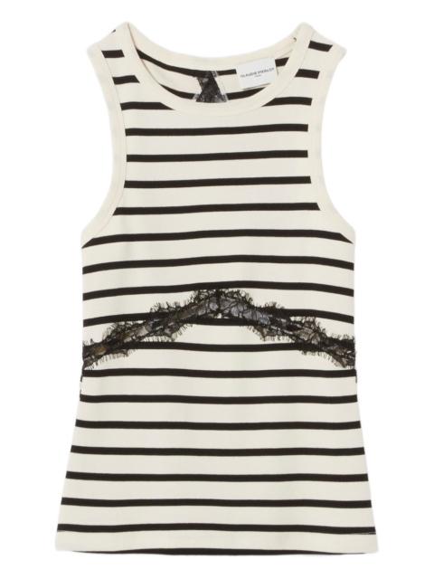 striped lace-band tank top