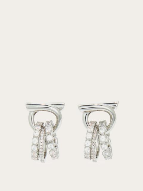 Gancini earrings with crystal ring pendant detail