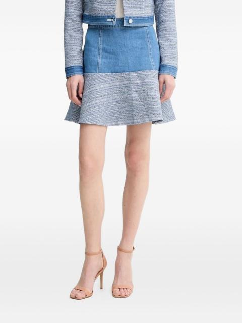 denim tweed-panel mini skirt