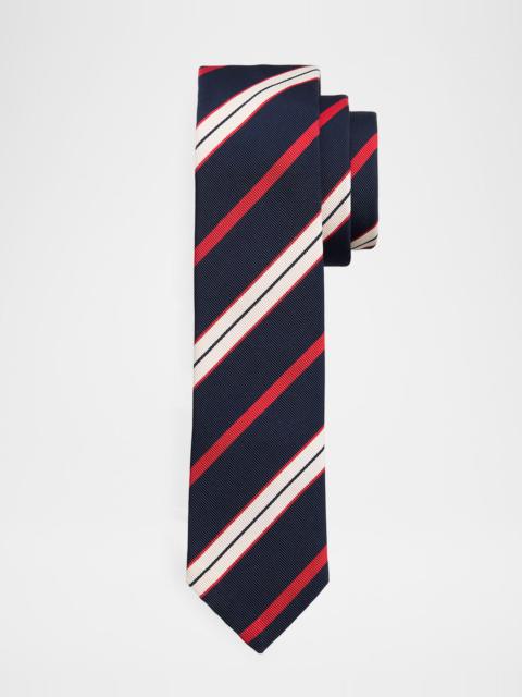 Men & apos;s Multi-Stripe Silk and Cotton Tie