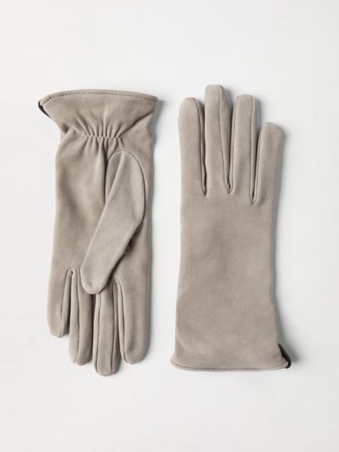 Suede gloves with monili