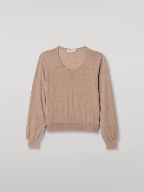 Ella Light Brown Superfine Cashmere Scoop Neck Jumper