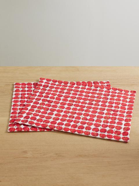 Set Of Two Printed Linen Placemats