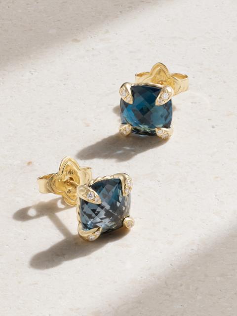 Châtelaine 18-karat Gold, Diamond And Topaz Earrings