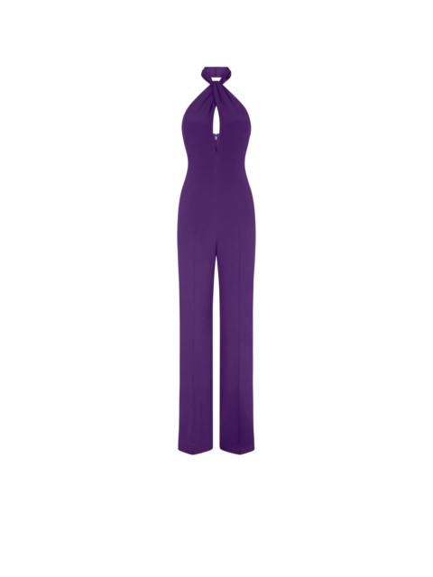 HALTERNECK TWIST FRONT SILK JUMPSUIT