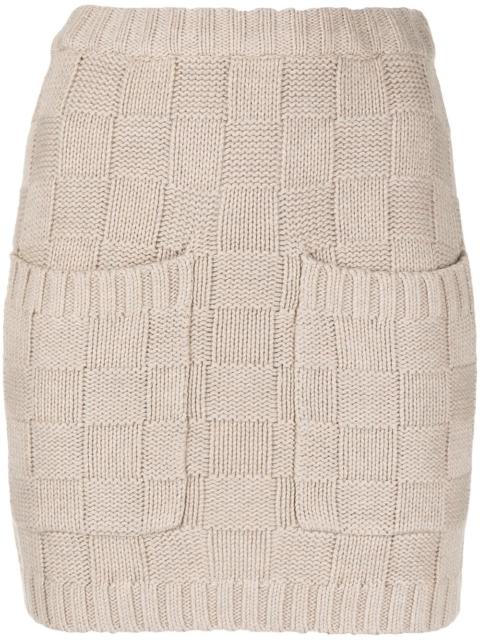 check-pattern knitted skirt