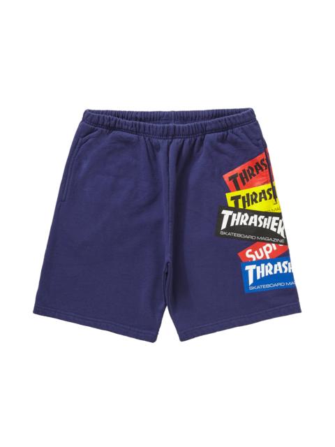 Supreme Thrasher Multi Logo Sweatshort Washed Navy