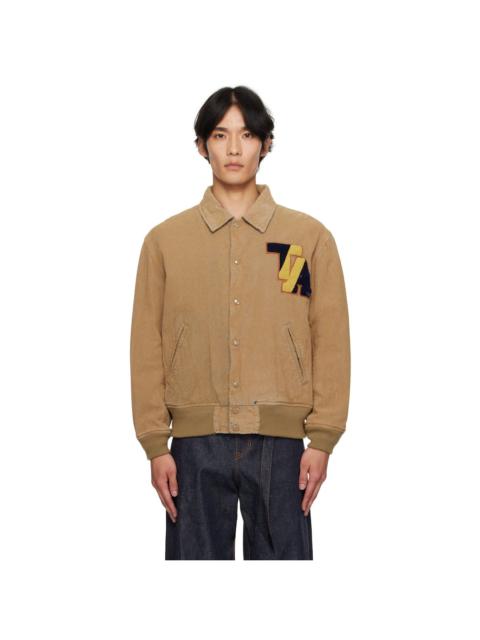 Beige Flocked Denim Jacket