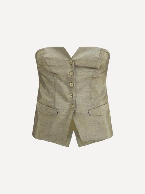 Lurex Linen Bustier Top with front button closure