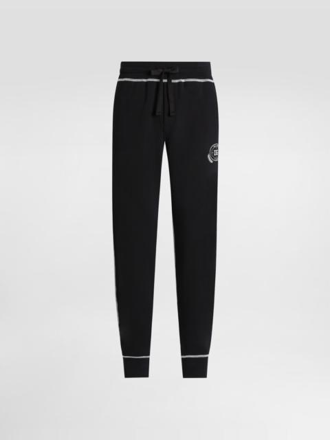 Jersey trousers with print and embroidery