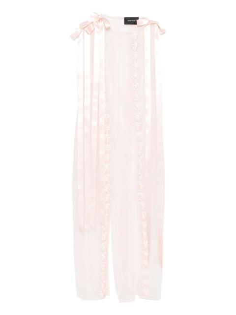 ribbon-trimmed sleeveless midi dress