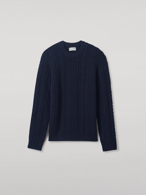 Aran Cable Navy Cashmere Jumper