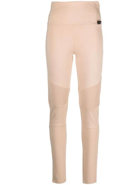 ribbed-panel biker leggings