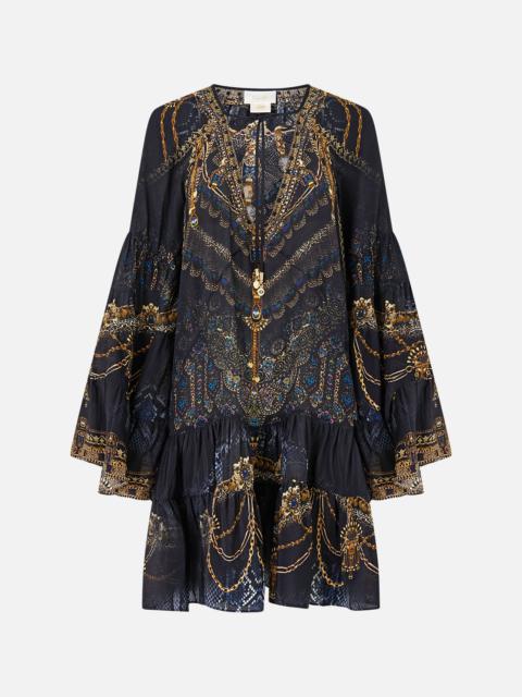 A-LINE GATHERED PANEL DRESS