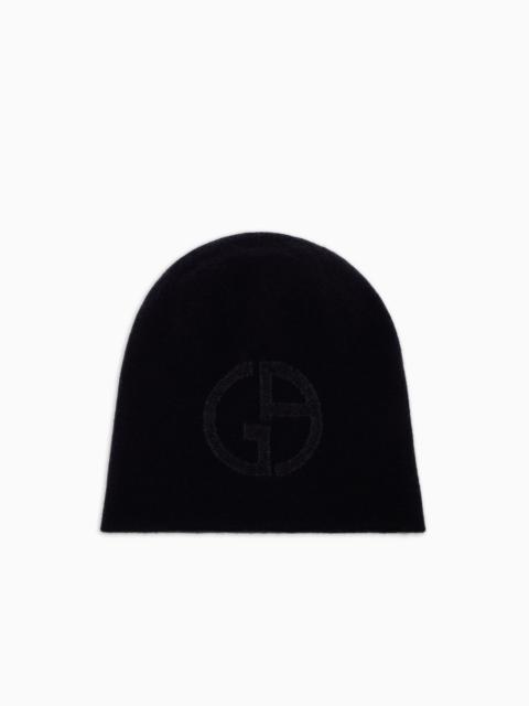 CASHMERE BEANIE WITH GA LOGO INTARSIA