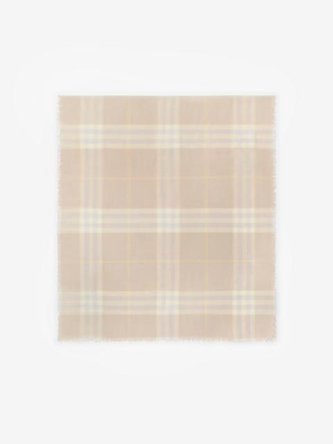 Wide Check Wool Scarf