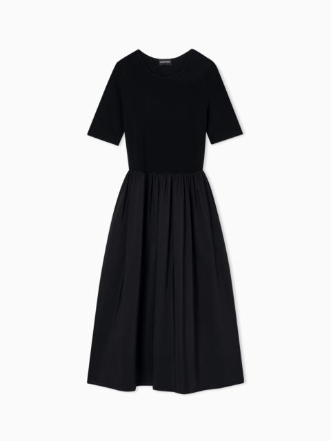 LONG INTERLOCK DRESS WITH SHORT SLEEVES
