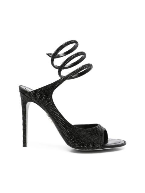 105mm crystal-embellished spiral-wrap sandals