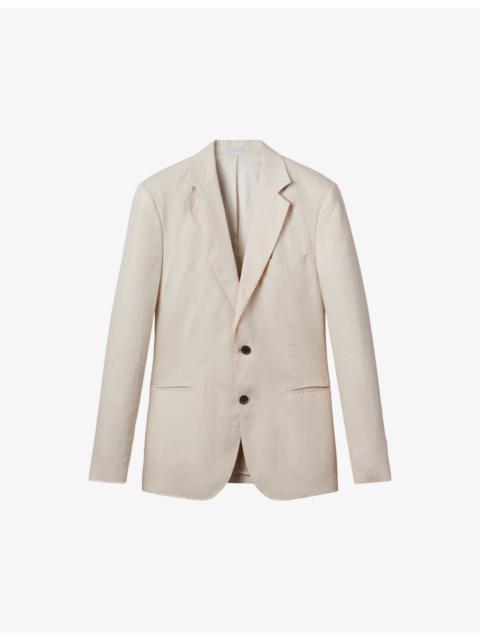 Kin notch-lapel slim-fit single-breasted linen blazer
