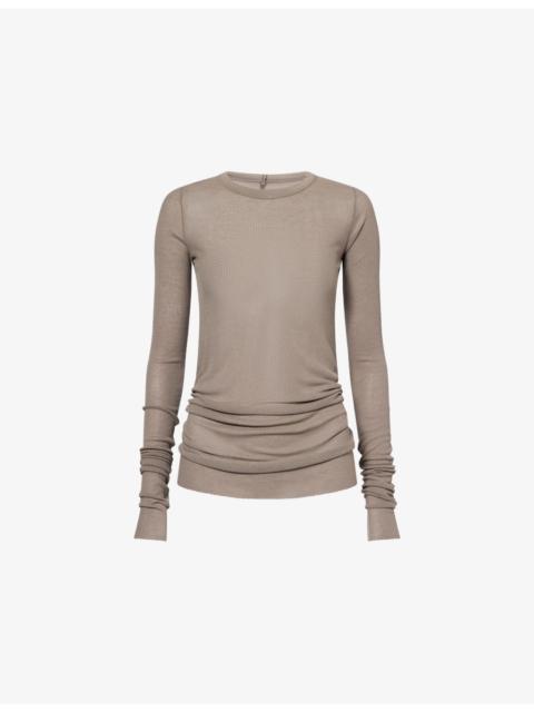 Ribbed Long-Sleeves Knitted T-Shirt