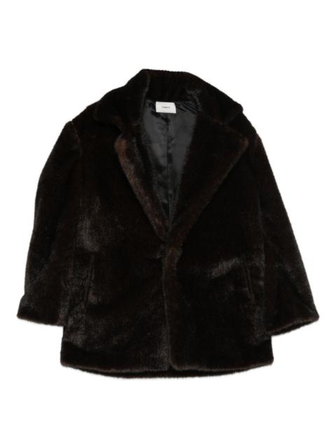 faux-fur single-breasted coat