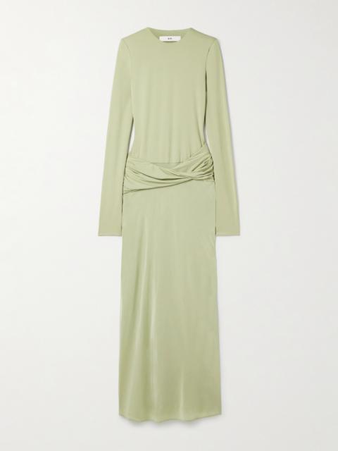 Milesi Draped Stretch-jersey And Satin Gown