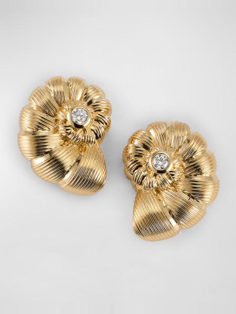 14K Diamond Large Nautilus Stud Earrings