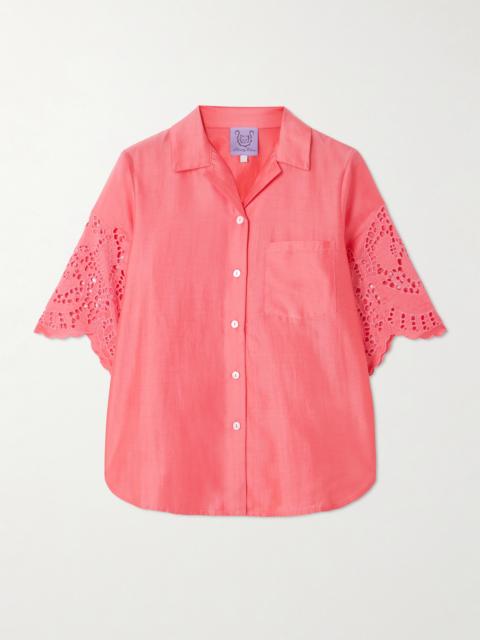 Zouk Broderie Anglaise Cotton And Silk-blend Shirt