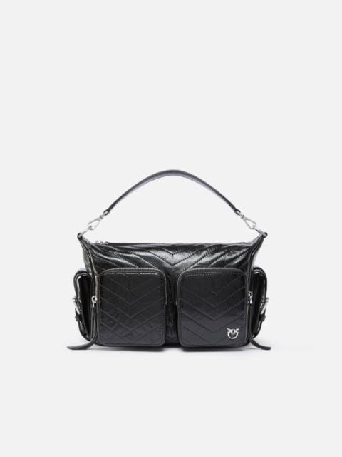 MEDIUM LEATHER CARGO BAG WITH POCKETS