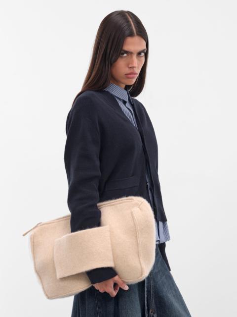 Beige Cashmere-Silk Knit Clutch