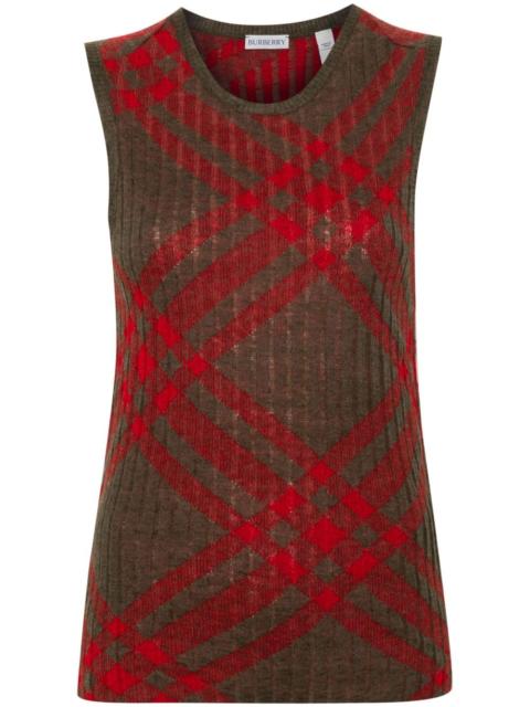 Check Wool Blend Tank Top